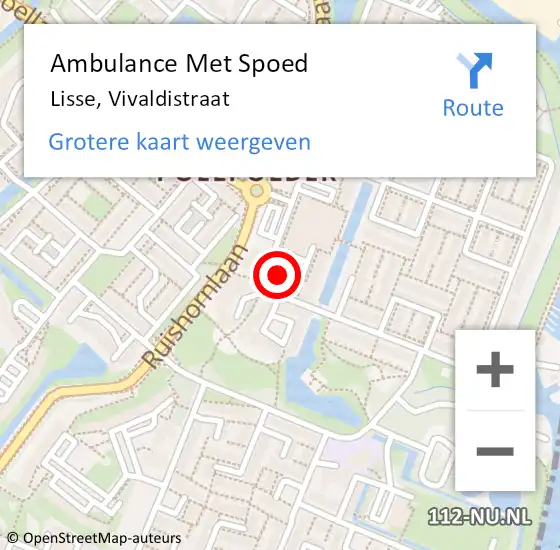 Locatie op kaart van de 112 melding: Ambulance Met Spoed Naar Lisse, Vivaldistraat op 20 november 2023 12:55