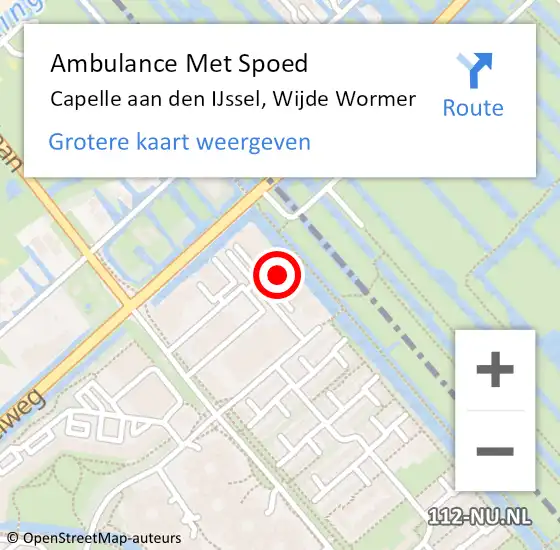 Locatie op kaart van de 112 melding: Ambulance Met Spoed Naar Capelle aan den IJssel, Wijde Wormer op 20 november 2023 13:19