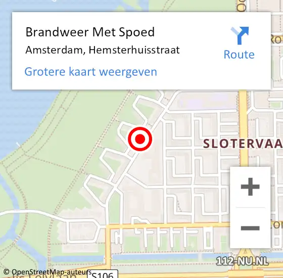 Locatie op kaart van de 112 melding: Brandweer Met Spoed Naar Amsterdam, Hemsterhuisstraat op 20 november 2023 13:46