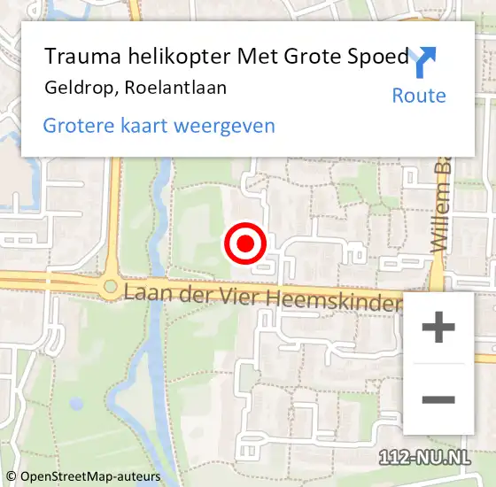 Locatie op kaart van de 112 melding: Trauma helikopter Met Grote Spoed Naar Geldrop, Roelantlaan op 20 november 2023 14:16