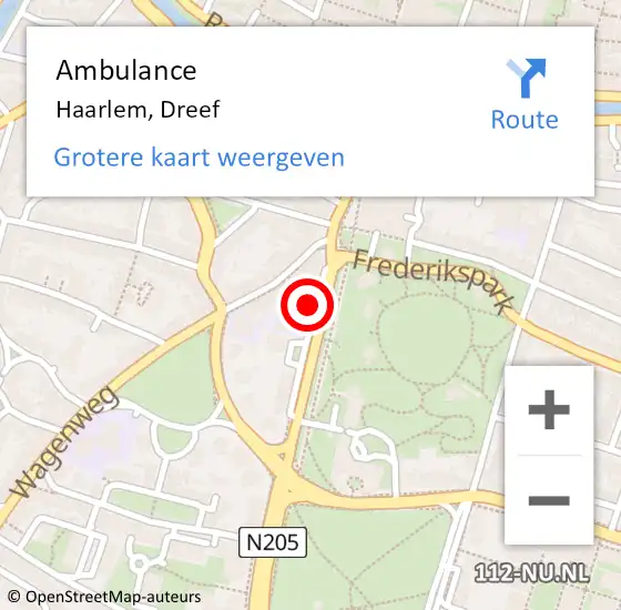 Locatie op kaart van de 112 melding: Ambulance Haarlem, Dreef op 20 november 2023 15:22