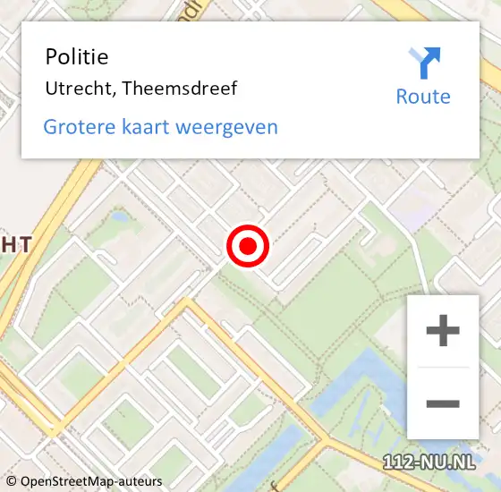 Locatie op kaart van de 112 melding: Politie Utrecht, Theemsdreef op 20 november 2023 15:29