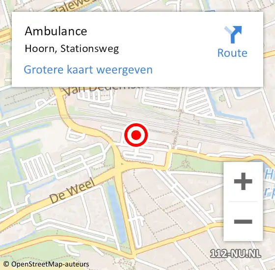 Locatie op kaart van de 112 melding: Ambulance Hoorn, Stationsweg op 20 november 2023 15:29