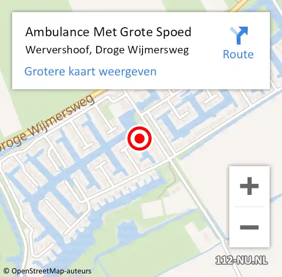 Locatie op kaart van de 112 melding: Ambulance Met Grote Spoed Naar Wervershoof, Droge Wijmersweg op 20 november 2023 15:48