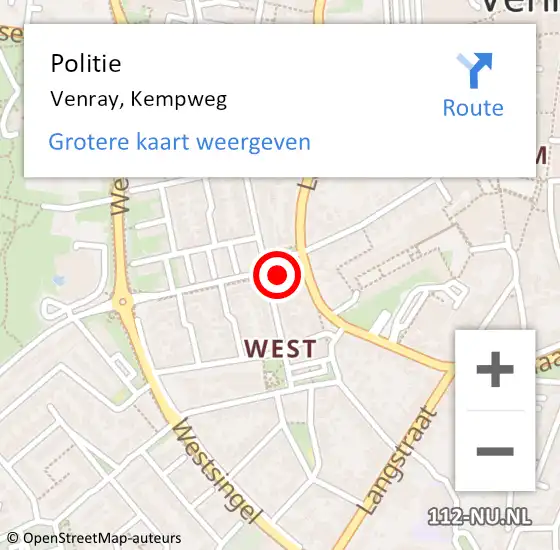 Locatie op kaart van de 112 melding: Politie Venray, Kempweg op 20 november 2023 16:00