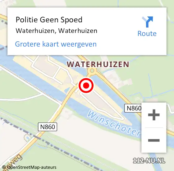 Locatie op kaart van de 112 melding: Politie Geen Spoed Naar Waterhuizen, Waterhuizen op 20 november 2023 16:00