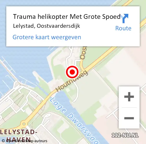 Locatie op kaart van de 112 melding: Trauma helikopter Met Grote Spoed Naar Lelystad, Oostvaardersdijk op 20 november 2023 16:12