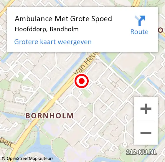 Locatie op kaart van de 112 melding: Ambulance Met Grote Spoed Naar Hoofddorp, Bandholm op 20 november 2023 17:00