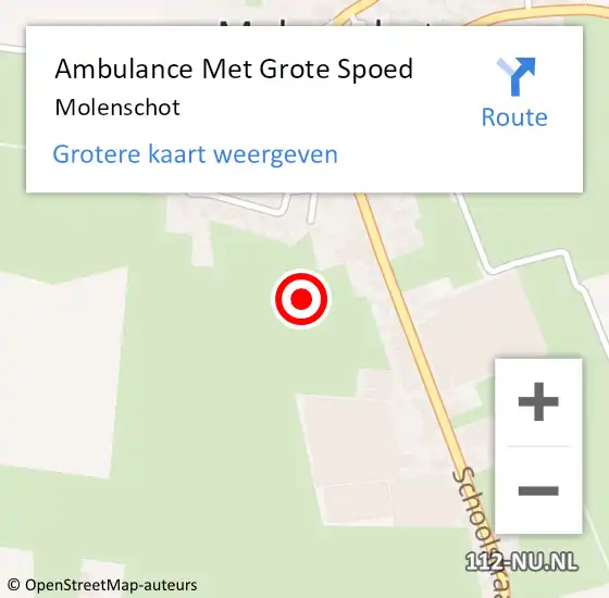 Locatie op kaart van de 112 melding: Ambulance Met Grote Spoed Naar Molenschot op 20 november 2023 17:20
