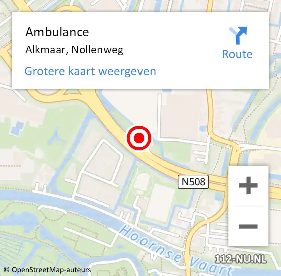 Locatie op kaart van de 112 melding: Ambulance Alkmaar, Nollenweg op 20 november 2023 17:38