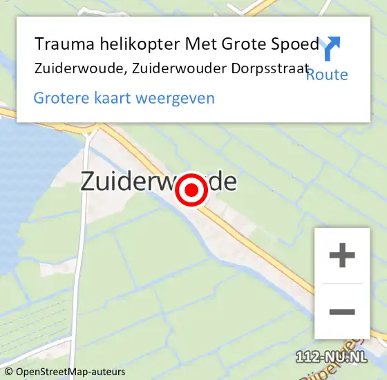 Locatie op kaart van de 112 melding: Trauma helikopter Met Grote Spoed Naar Zuiderwoude, Zuiderwouder Dorpsstraat op 20 november 2023 17:54