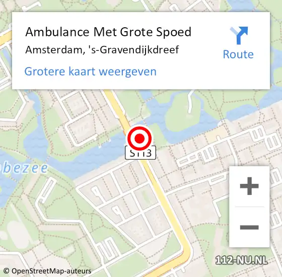 Locatie op kaart van de 112 melding: Ambulance Met Grote Spoed Naar Amsterdam, 's-Gravendijkdreef op 20 november 2023 19:29