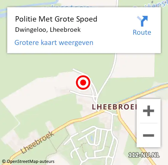 Locatie op kaart van de 112 melding: Politie Met Grote Spoed Naar Dwingeloo, Lheebroek op 20 november 2023 21:19