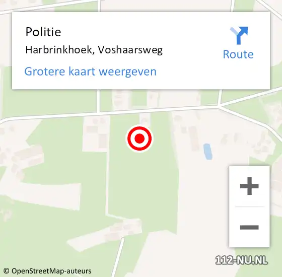 Locatie op kaart van de 112 melding: Politie Harbrinkhoek, Voshaarsweg op 20 november 2023 21:39