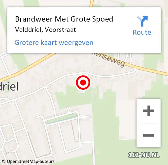 Locatie op kaart van de 112 melding: Brandweer Met Grote Spoed Naar Velddriel, Voorstraat op 20 november 2023 21:43