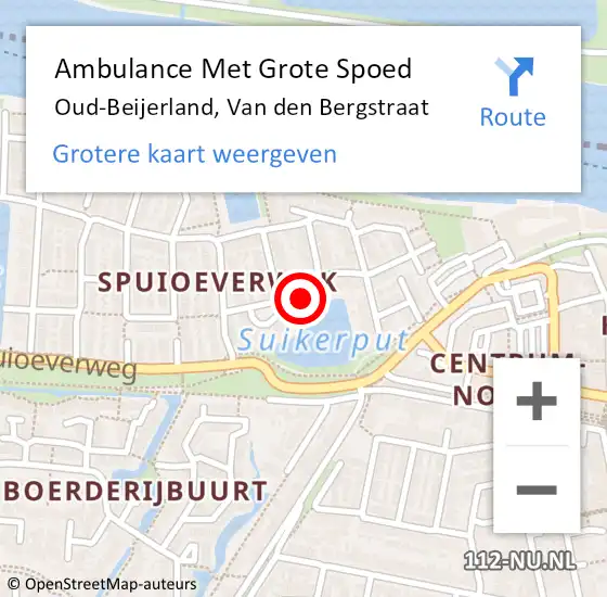 Locatie op kaart van de 112 melding: Ambulance Met Grote Spoed Naar Oud-Beijerland, Van den Bergstraat op 20 november 2023 21:58