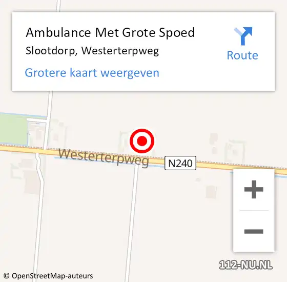 Locatie op kaart van de 112 melding: Ambulance Met Grote Spoed Naar Slootdorp, Westerterpweg op 20 november 2023 22:07