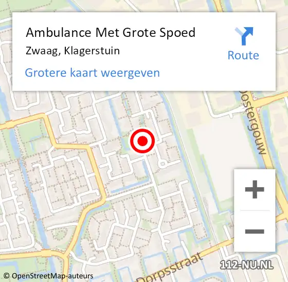 Locatie op kaart van de 112 melding: Ambulance Met Grote Spoed Naar Zwaag, Klagerstuin op 20 november 2023 22:13