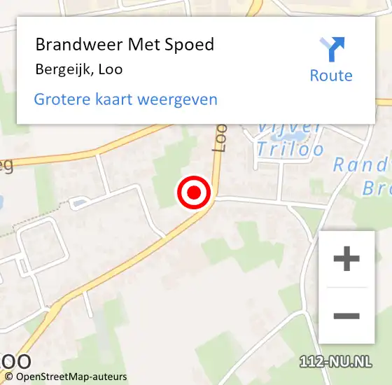 Locatie op kaart van de 112 melding: Brandweer Met Spoed Naar Bergeijk, Loo op 21 november 2023 00:27