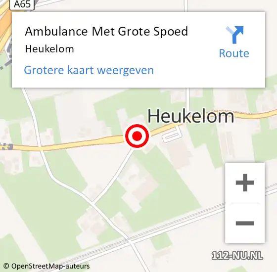 Locatie op kaart van de 112 melding: Ambulance Met Grote Spoed Naar Heukelom op 21 november 2023 00:57