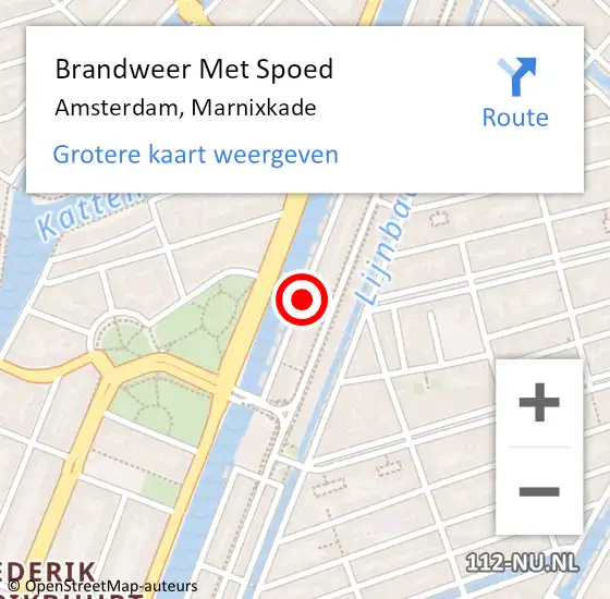 Locatie op kaart van de 112 melding: Brandweer Met Spoed Naar Amsterdam, Marnixkade op 21 november 2023 01:13