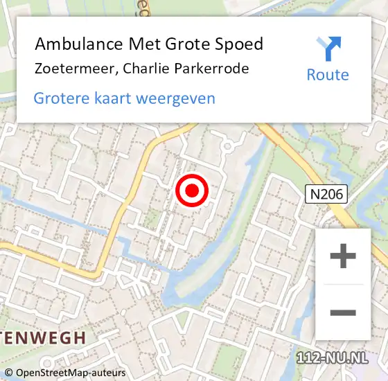 Locatie op kaart van de 112 melding: Ambulance Met Grote Spoed Naar Zoetermeer, Charlie Parkerrode op 21 november 2023 03:20