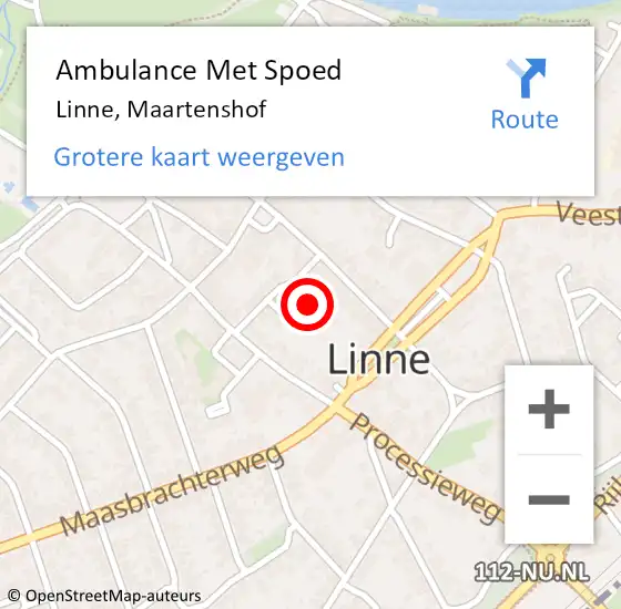 Locatie op kaart van de 112 melding: Ambulance Met Spoed Naar Linne, Maartenshof op 21 november 2023 03:32