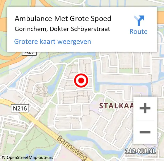 Locatie op kaart van de 112 melding: Ambulance Met Grote Spoed Naar Gorinchem, Dokter Schöyerstraat op 21 november 2023 05:42
