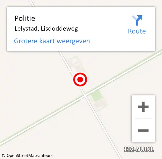 Locatie op kaart van de 112 melding: Politie Lelystad, Lisdoddeweg op 21 november 2023 06:40