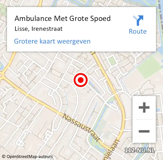 Locatie op kaart van de 112 melding: Ambulance Met Grote Spoed Naar Lisse, Irenestraat op 21 november 2023 08:15