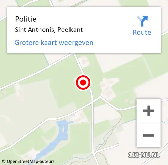 Locatie op kaart van de 112 melding: Politie Sint Anthonis, Peelkant op 21 november 2023 08:47