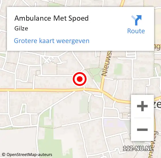 Locatie op kaart van de 112 melding: Ambulance Met Spoed Naar Gilze op 21 november 2023 08:56