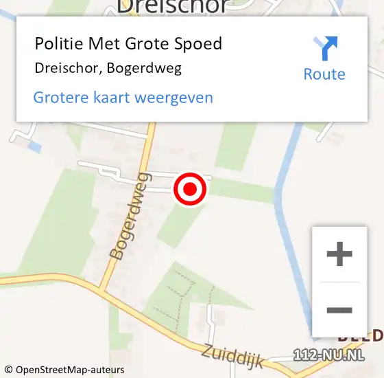 Locatie op kaart van de 112 melding: Politie Met Grote Spoed Naar Dreischor, Bogerdweg op 21 november 2023 10:52