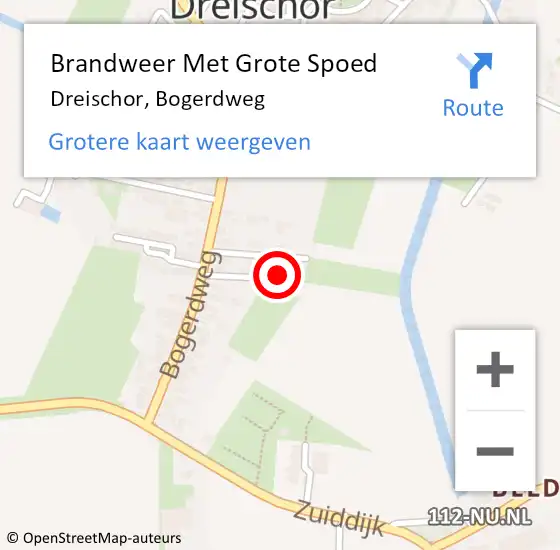 Locatie op kaart van de 112 melding: Brandweer Met Grote Spoed Naar Dreischor, Bogerdweg op 21 november 2023 10:53