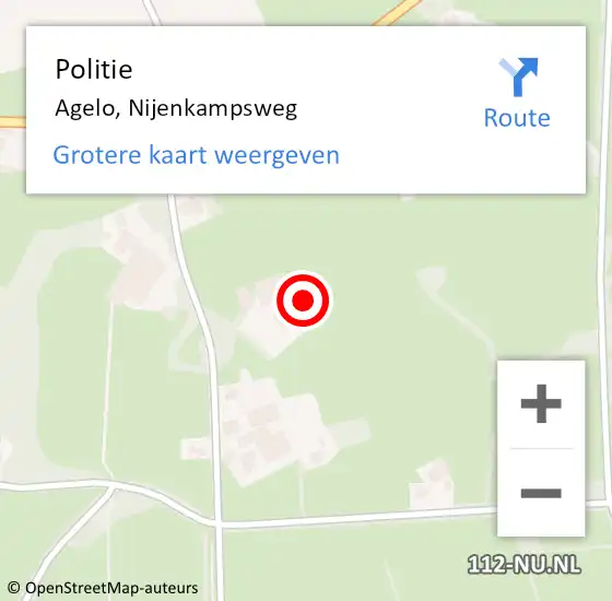 Locatie op kaart van de 112 melding: Politie Agelo, Nijenkampsweg op 21 november 2023 11:06