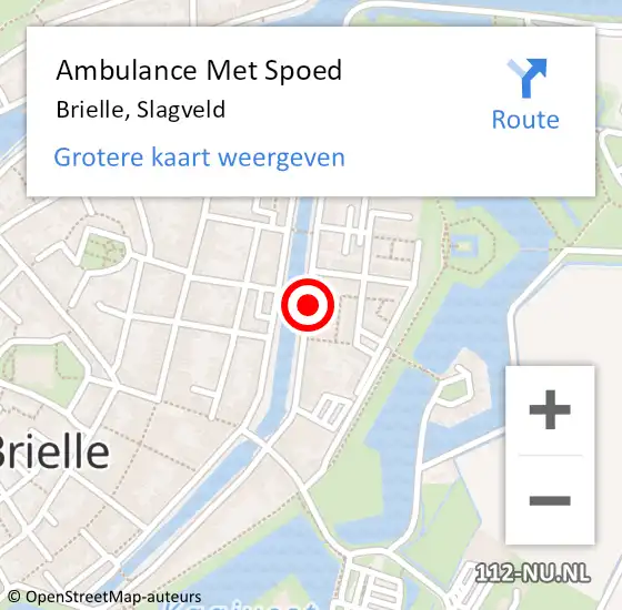 Locatie op kaart van de 112 melding: Ambulance Met Spoed Naar Brielle, Slagveld op 21 november 2023 11:11