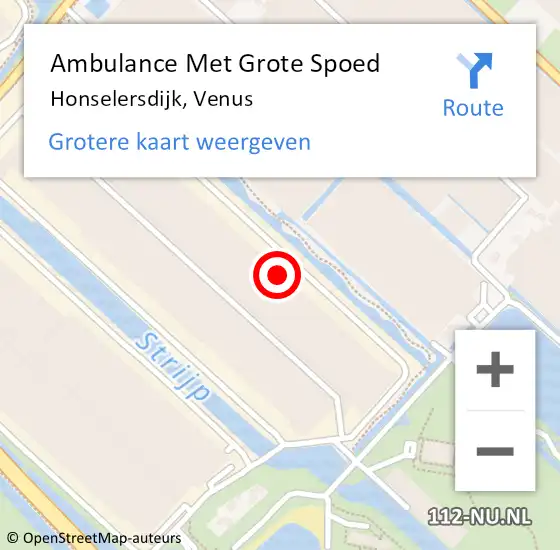Locatie op kaart van de 112 melding: Ambulance Met Grote Spoed Naar Honselersdijk, Venus op 21 november 2023 11:35