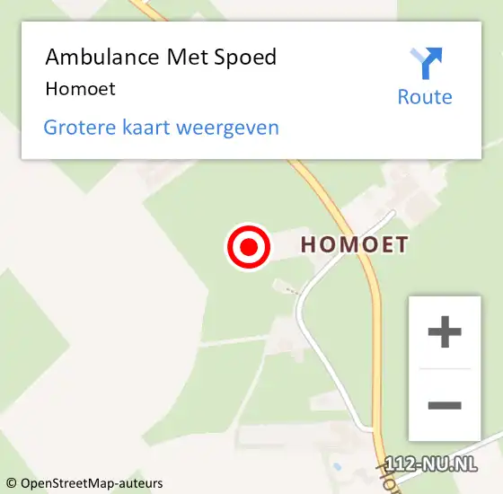 Locatie op kaart van de 112 melding: Ambulance Met Spoed Naar Homoet op 21 november 2023 11:52