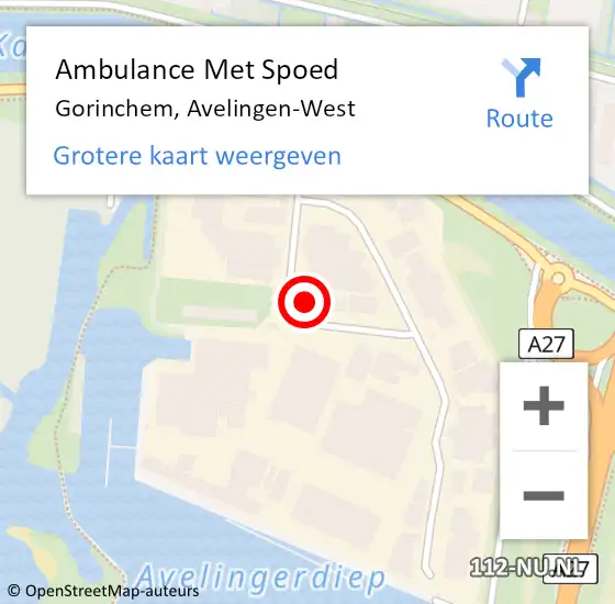 Locatie op kaart van de 112 melding: Ambulance Met Spoed Naar Gorinchem, Avelingen-West op 21 november 2023 12:53