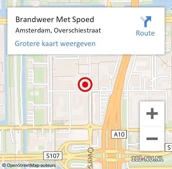 Locatie op kaart van de 112 melding: Brandweer Met Spoed Naar Amsterdam, Overschiestraat op 21 november 2023 12:59