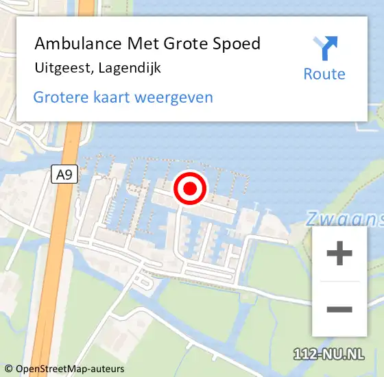 Locatie op kaart van de 112 melding: Ambulance Met Grote Spoed Naar Uitgeest, Lagendijk op 21 november 2023 13:42