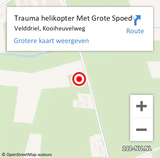Locatie op kaart van de 112 melding: Trauma helikopter Met Grote Spoed Naar Velddriel, Kooiheuvelweg op 21 november 2023 13:57