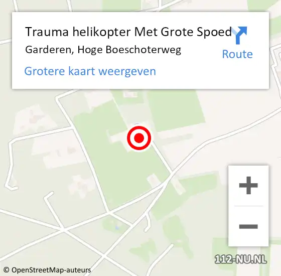 Locatie op kaart van de 112 melding: Trauma helikopter Met Grote Spoed Naar Garderen, Hoge Boeschoterweg op 21 november 2023 14:08