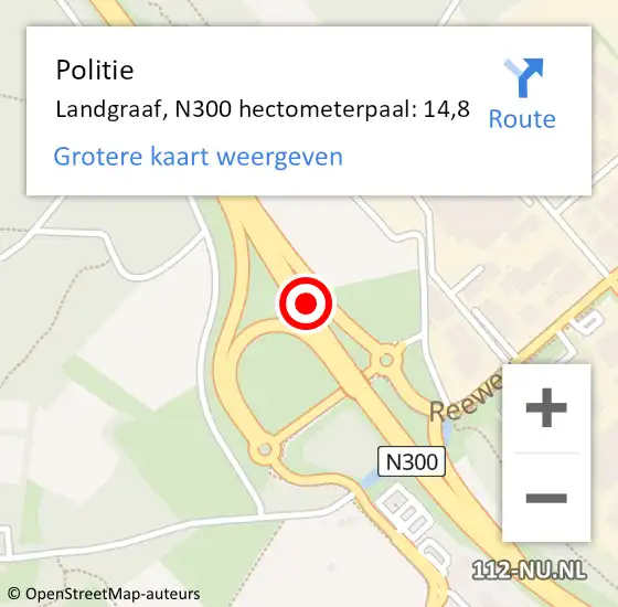 Locatie op kaart van de 112 melding: Politie Landgraaf, N300 hectometerpaal: 14,8 op 21 november 2023 14:29