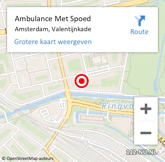 Locatie op kaart van de 112 melding: Ambulance Met Spoed Naar Amsterdam, Valentijnkade op 21 november 2023 14:36