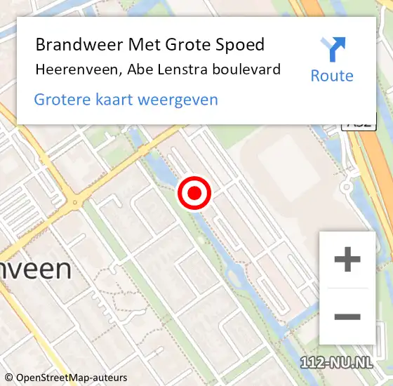Locatie op kaart van de 112 melding: Brandweer Met Grote Spoed Naar Heerenveen, Abe Lenstra boulevard op 21 november 2023 16:39