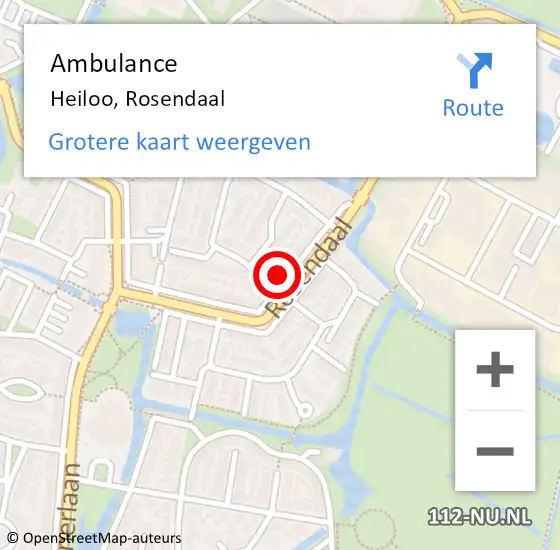 Locatie op kaart van de 112 melding: Ambulance Heiloo, Rosendaal op 21 november 2023 16:48