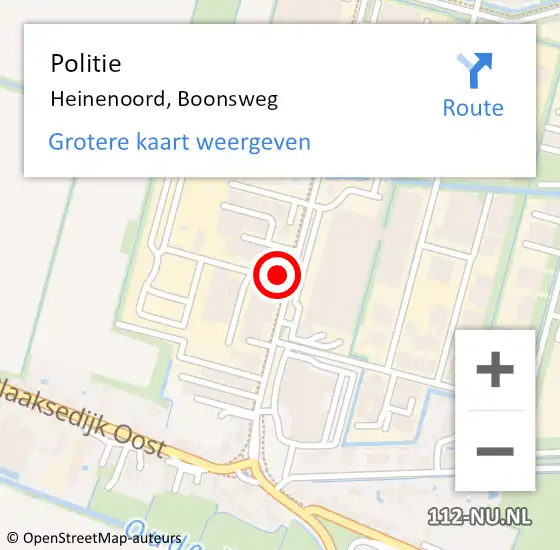 Locatie op kaart van de 112 melding: Politie Heinenoord, Boonsweg op 21 november 2023 17:04