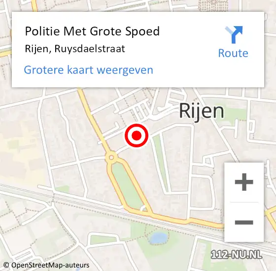 Locatie op kaart van de 112 melding: Politie Met Grote Spoed Naar Rijen, Ruysdaelstraat op 21 november 2023 17:08