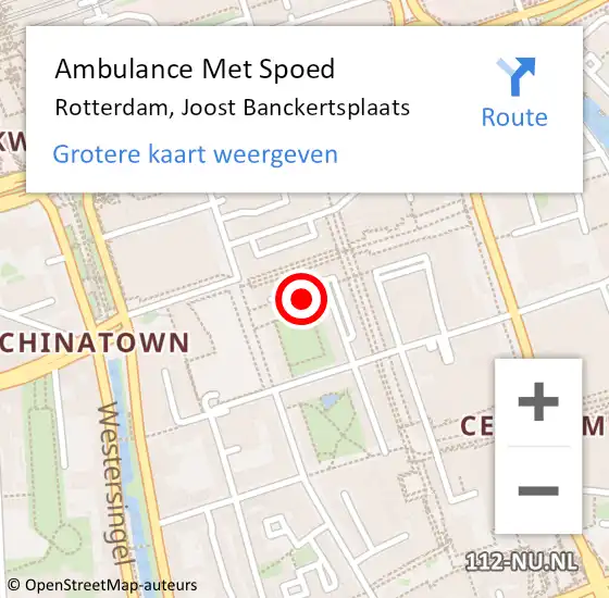 Locatie op kaart van de 112 melding: Ambulance Met Spoed Naar Rotterdam, Joost Banckertsplaats op 21 november 2023 17:50